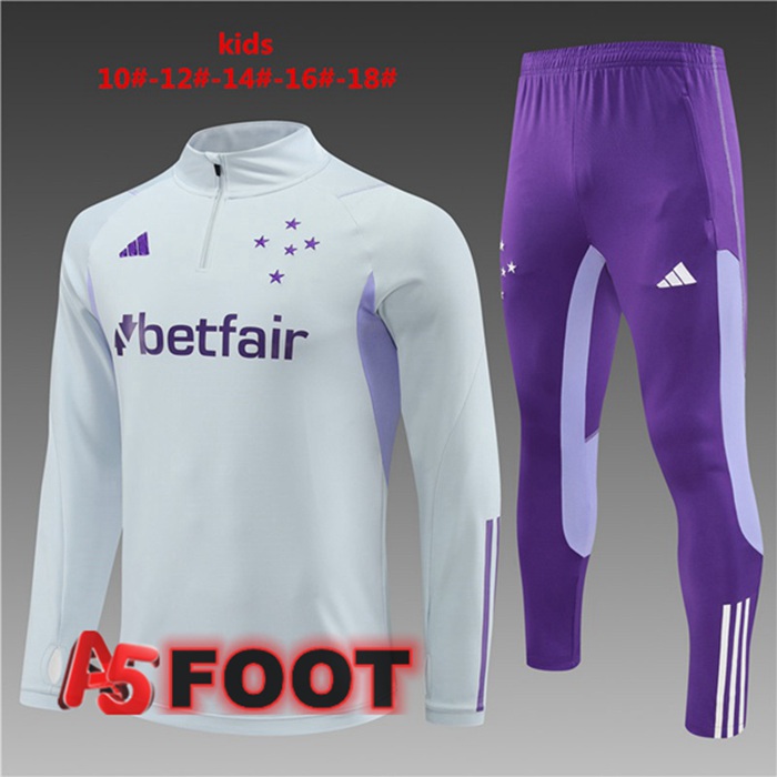 Ensemble Survetement de Foot Cruzeiro EC Enfant Gris 2023/2024
