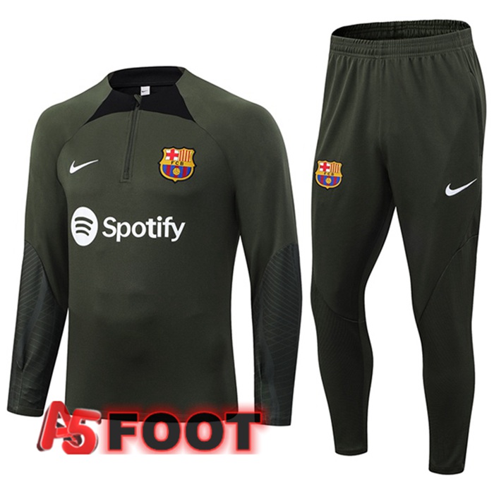 Ensemble Survetement de Foot FC Barcelone Vert 2023/2024