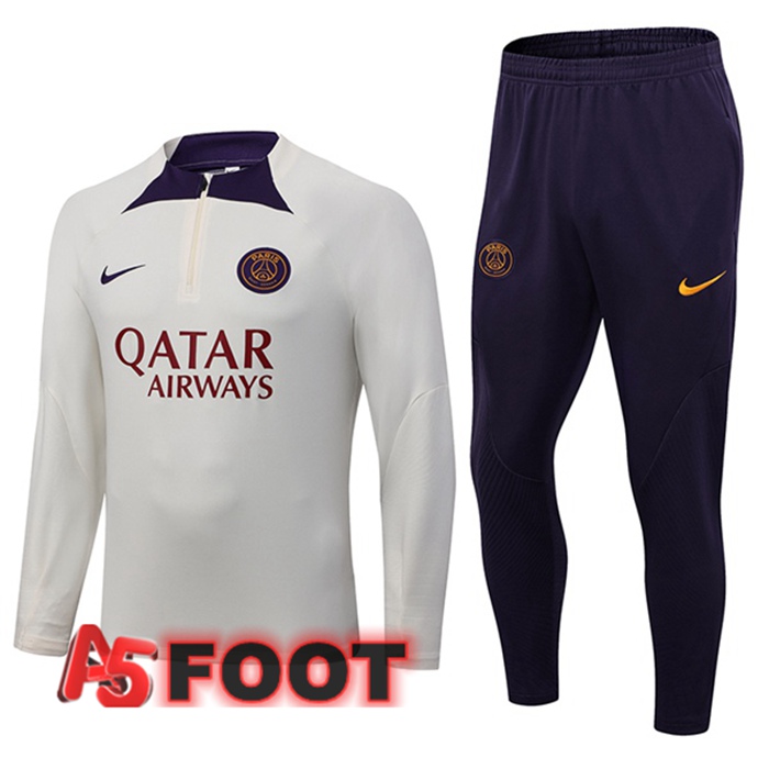Ensemble Survetement de Foot Paris PSG Blanc 2023/2024