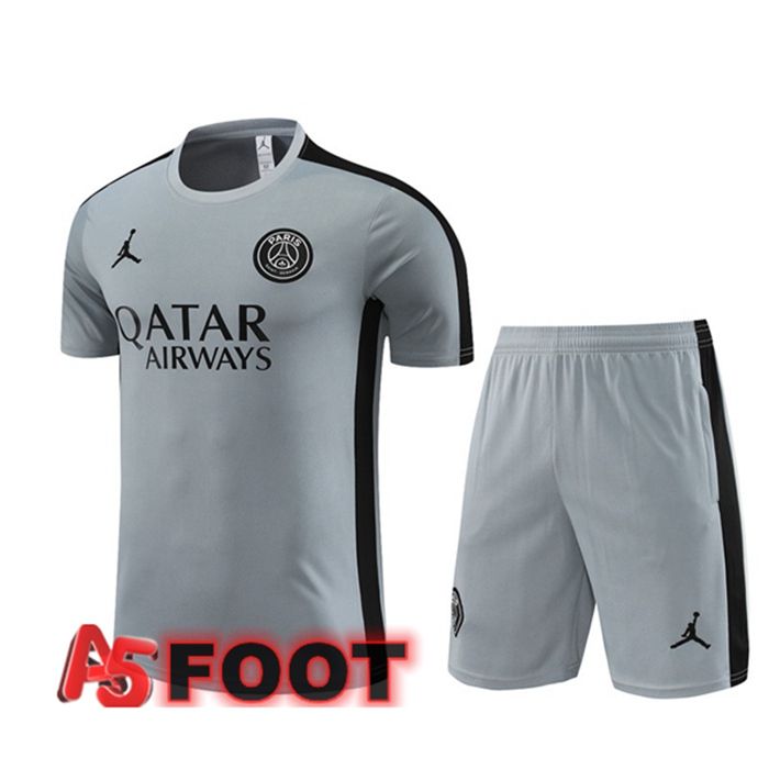 Ensemble Training T-Shirts JORDAN Paris PSG + Shorts Gris 2023/2024