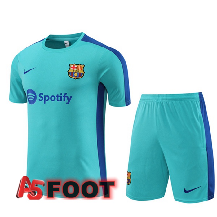 Ensemble Training T-Shirts FC Barcelone + Shorts Cyan 2023/2024