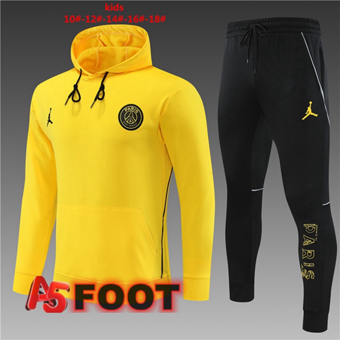 Veste A Capuche Survetement Foot JORDAN Paris PSG Enfant Jaune 2023/2024