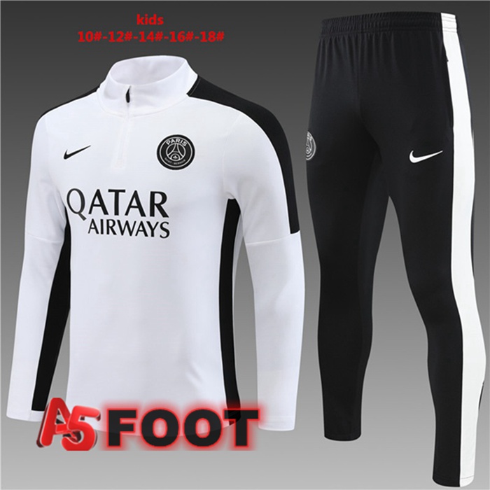 Ensemble Survetement de Foot Paris PSG Enfant Blanc 2023/2024