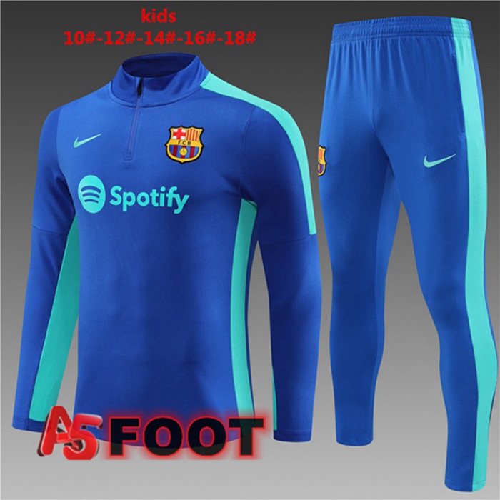 Ensemble Survetement de Foot FC Barcelone Enfant Bleu 2023/2024