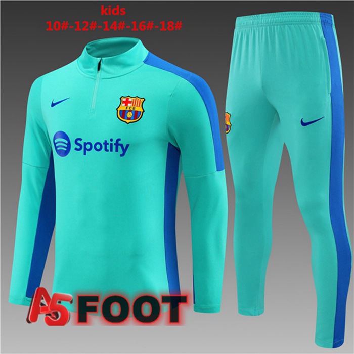 Ensemble Survetement de Foot FC Barcelone Enfant Cyan 2023/2024
