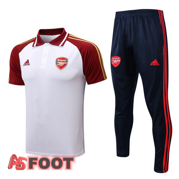 Ensemble Polo Arsenal + Pantalon Blanc Rouge 2022/2023