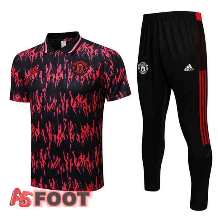 Ensemble Polo Manchester United + Pantalon Noir Rouge 2022/2023