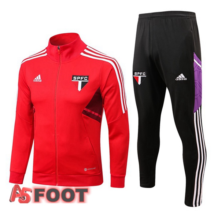 Ensemble Veste Survetement de Foot Sao Paulo FC Rouge 22/23