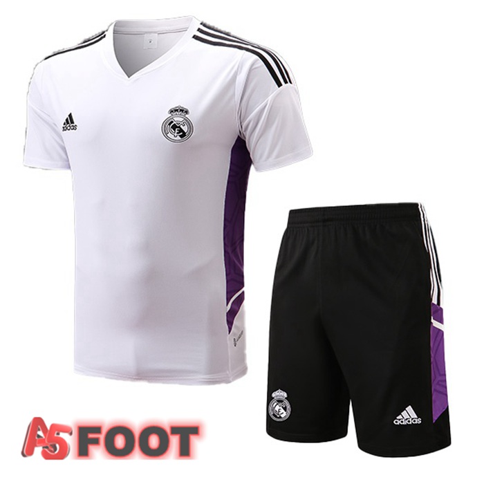 Training T-Shirts Real Madrid + Shorts Blanc 22/23