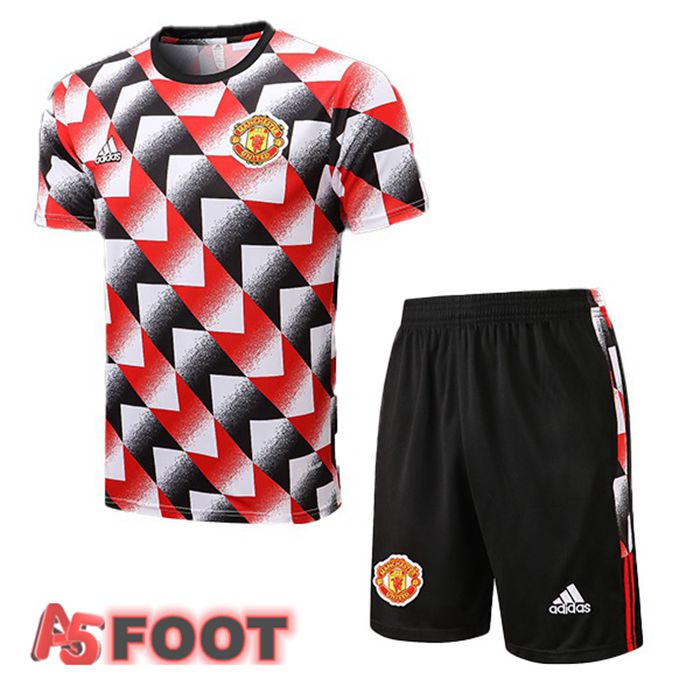 Training T-Shirts Manchester United + Shorts Rouge Noir 22/23