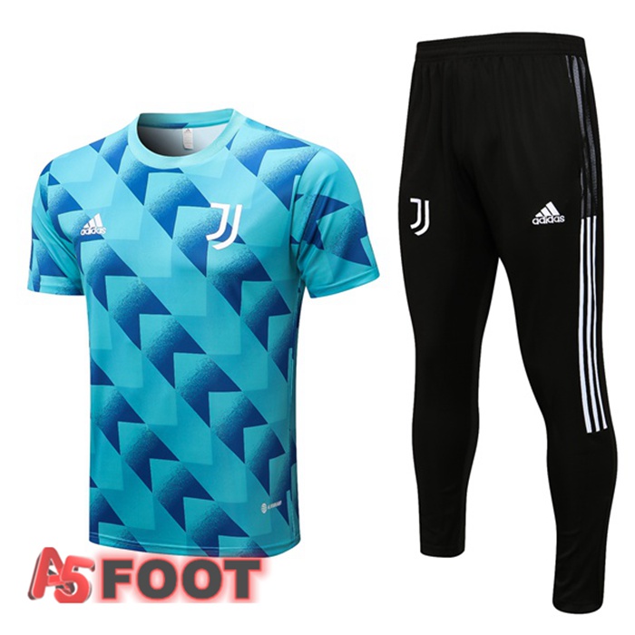 Ensemble Training T-Shirts Juventus + Pantalon Bleu 2022/2023