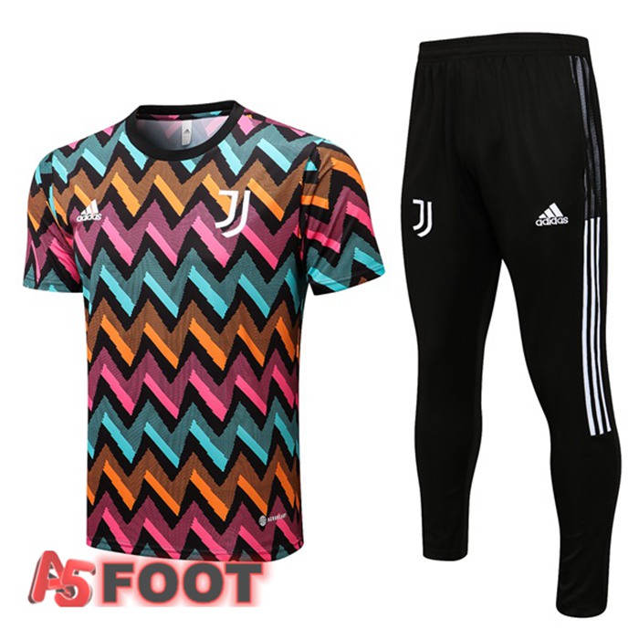 Ensemble Training T-Shirts Juventus + Pantalon Bleu Pourpre 2022/2023