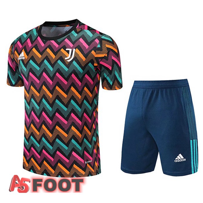 Ensemble Training T-Shirts Juventus + Shorts Vert Pourpre 2022/2023