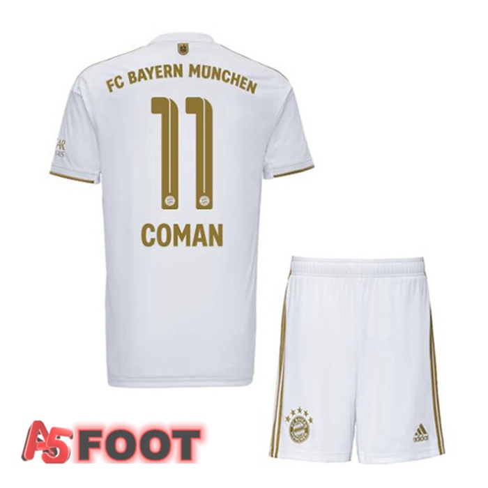 Maillot De Foot Bayern Munich (Coman 11) Enfant Exterieur Blanc 22/23