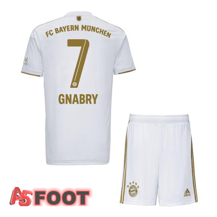 Maillot De Foot Bayern Munich (Gnabry 7) Enfant Exterieur Blanc 22/23