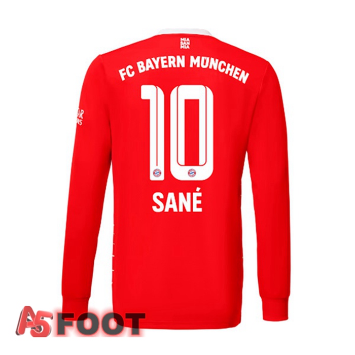Maillot de Foot Bayern Munich (Sané 10) Domicile Manche Longue Rouge 2022/2023