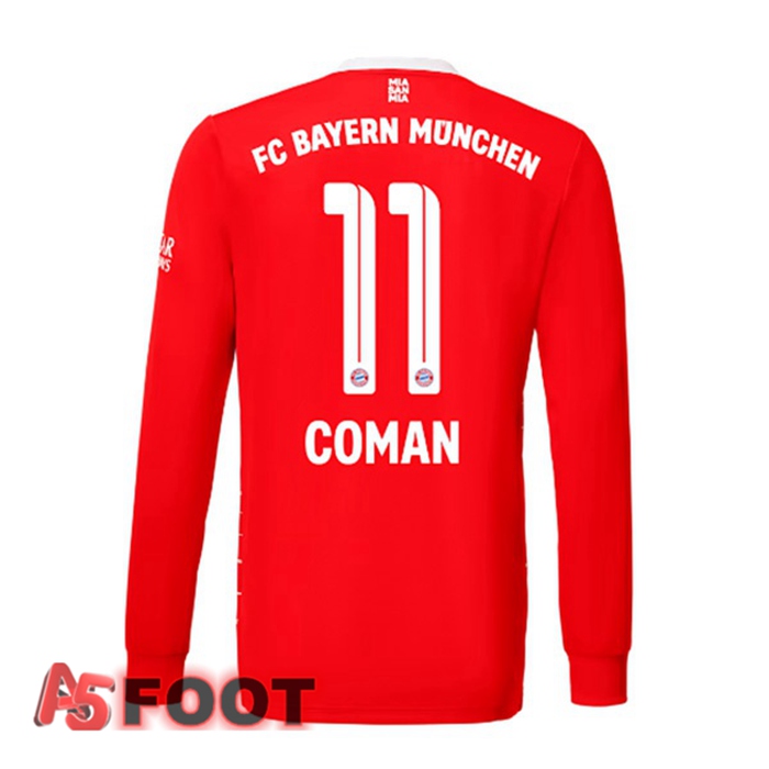 Maillot de Foot Bayern Munich (Coman 11) Domicile Manche Longue Rouge 2022/2023