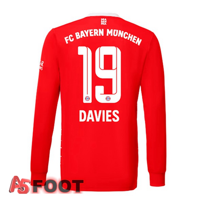 Maillot de Foot Bayern Munich (Davies 19) Domicile Manche Longue Rouge 2022/2023