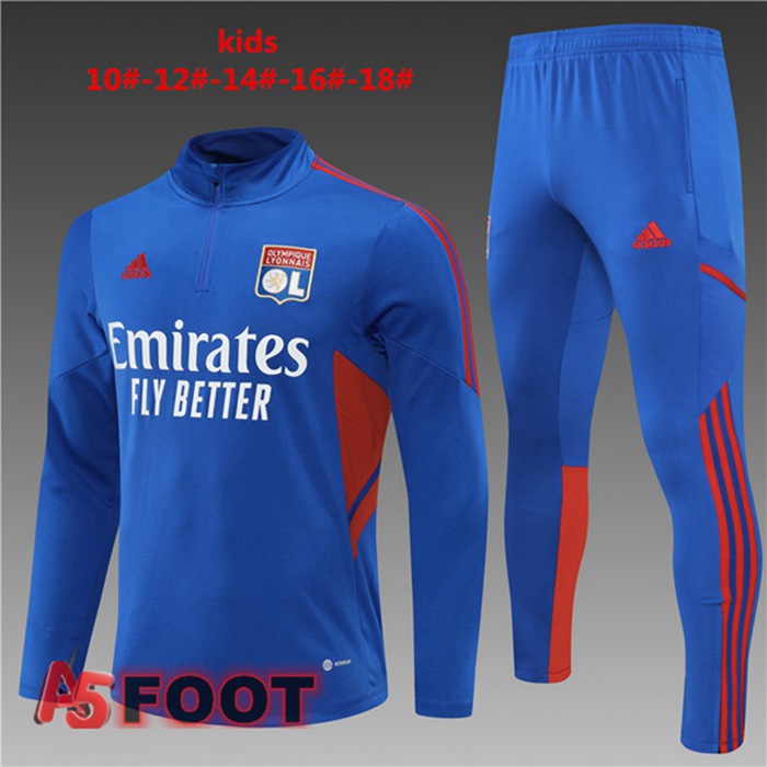 Ensemble Survetement de Foot Lyon OL Enfant Bleu 2022/2023