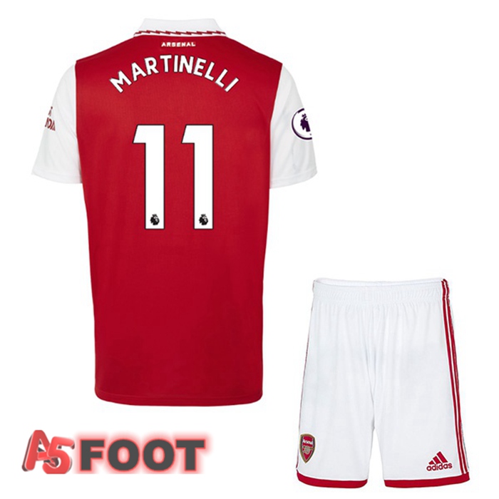 Maillot de Foot Arsenal (MARTINELLI 11) Enfant Domicile Rouge Blanc 2022/2023