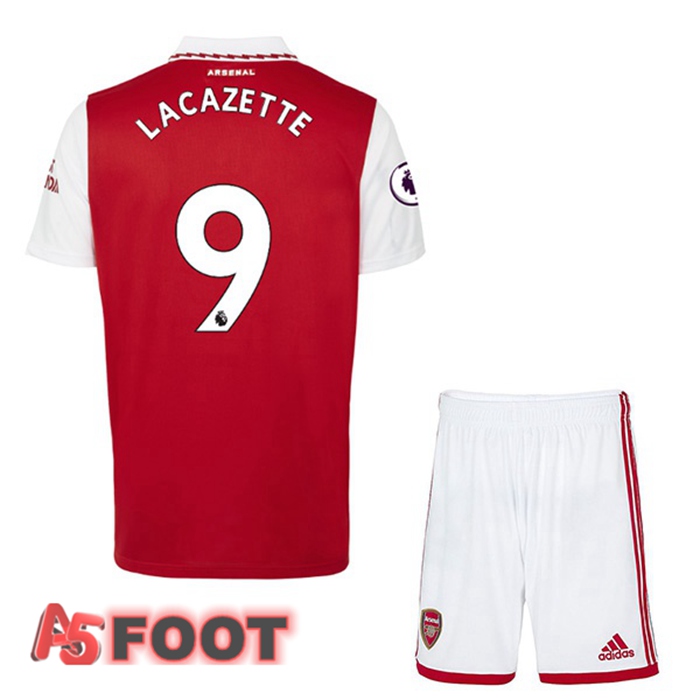Maillot de Foot Arsenal (LACAZETTE 9) Enfant Domicile Rouge Blanc 2022/2023