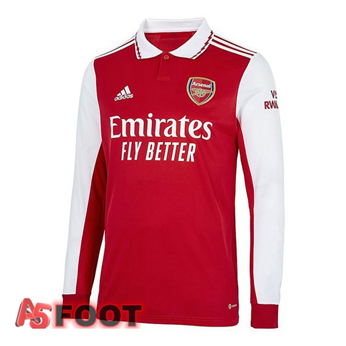 Maillot de Foot Arsenal Domicile Manche Longue Rouge Blanc 2022/2023