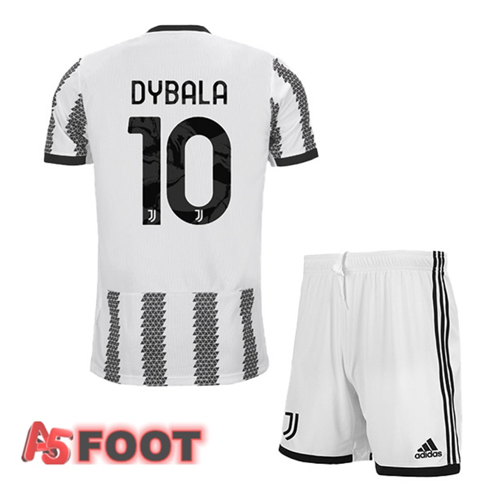 Maillot de Foot Juventus (DYBALA 10) Enfant Domicile Blanc Noir 2022/2023