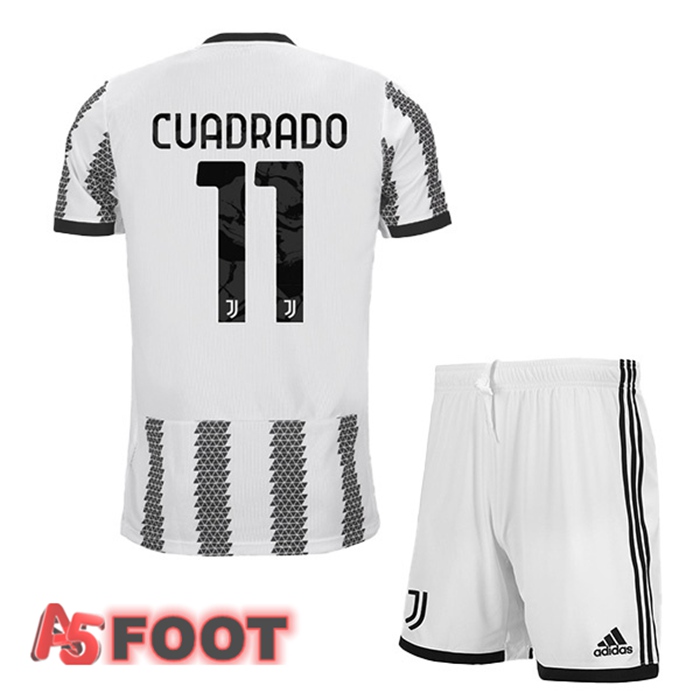 Maillot de Foot Juventus (CUADRADO 11) Enfant Domicile Blanc Noir 2022/2023