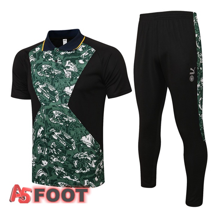 Ensemble Polo Manchester City + Pantalon Vert Noir 21/22