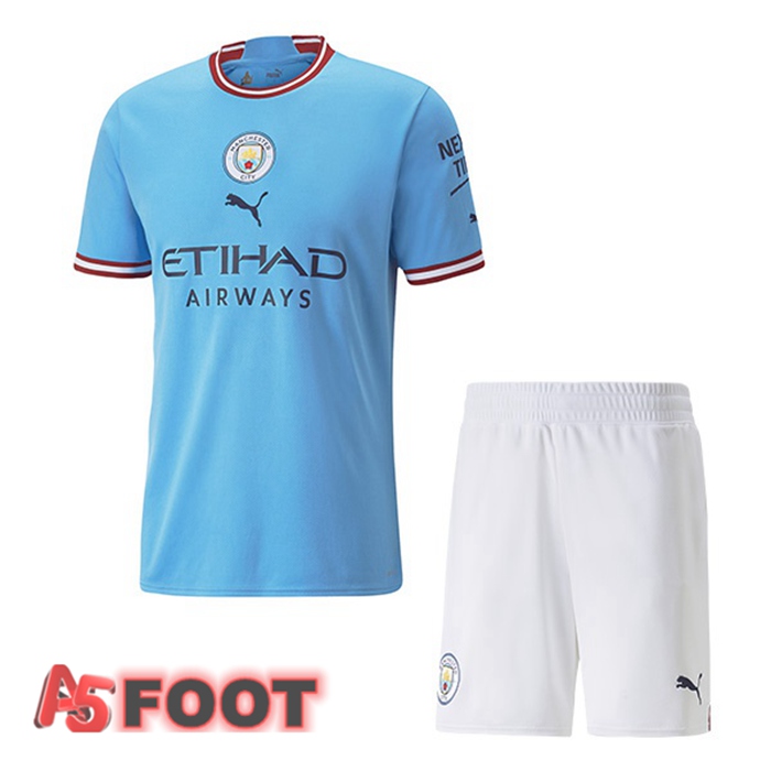 Maillot de Foot Manchester City Enfant Domicile Bleu 2022/2023