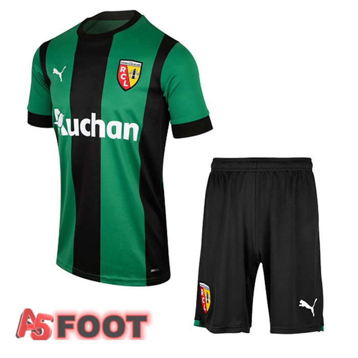 Maillot De Foot RC Lens Enfant Exterieur Vert Noir 22/23
