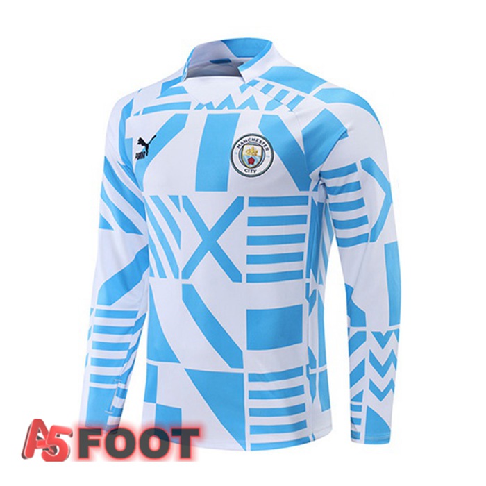 Training Sweatshirt Homme Manchester City Bleu Blanc 22/23