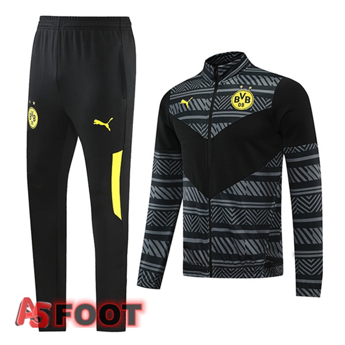 Ensemble Veste Survetement Dortmund BVB Noir Gris 2022/2023