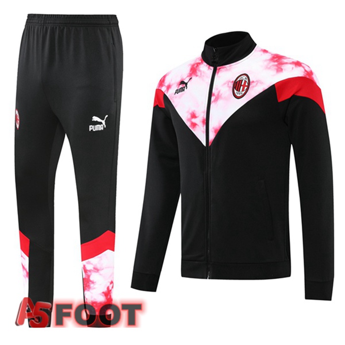 Ensemble Survetement Coupe-Vent Milan AC Noir Rouge 2022/2023