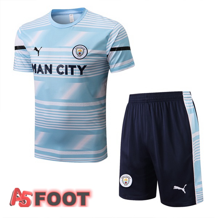 Training T-Shirts Manchester City + Shorts Bleu 22/23