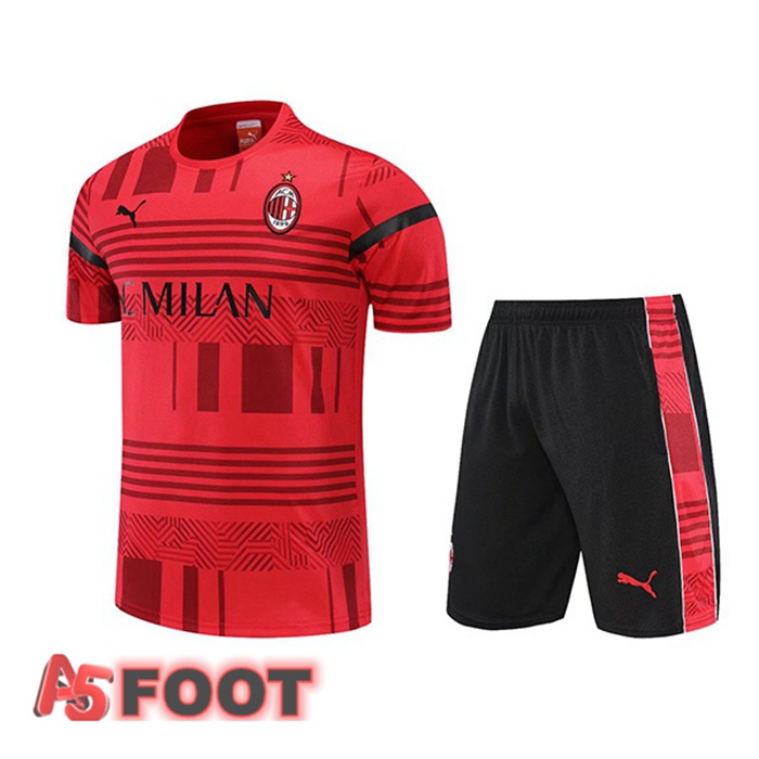 Ensemble Training T-Shirts Milan AC + Shorts Rouge 2022/2023
