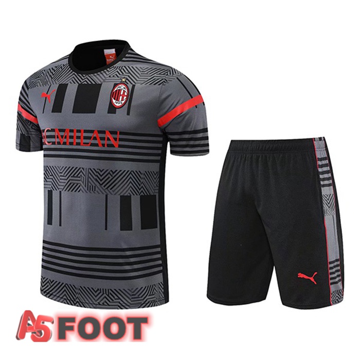 Ensemble Training T-Shirts Milan AC + Shorts Gris 2022/2023