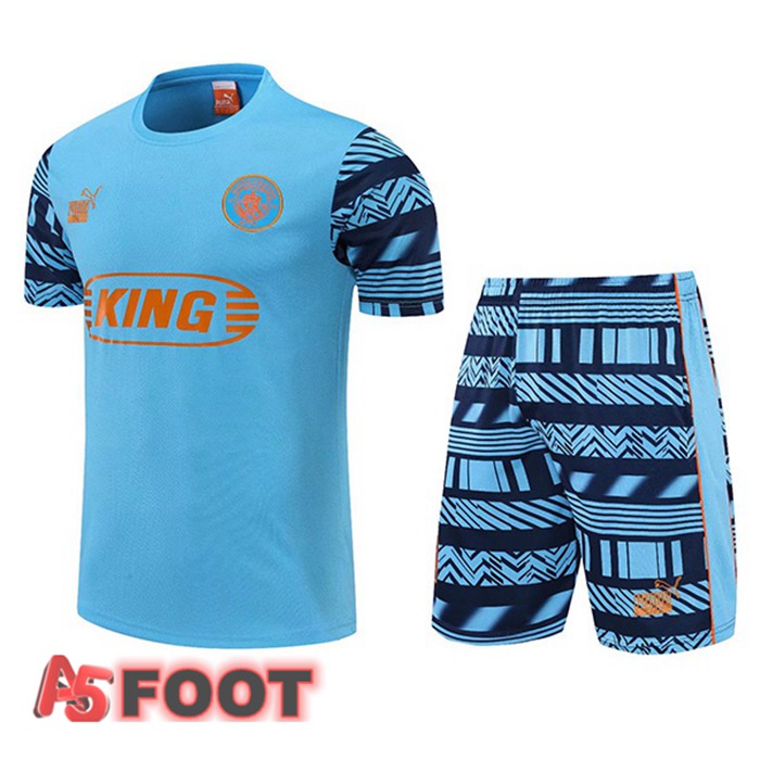 Ensemble Training T-Shirts Manchester City + Shorts Bleu 2022/2023