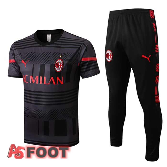 Ensemble Training T-Shirts Milan AC + Pantalon Noir 2022/2023