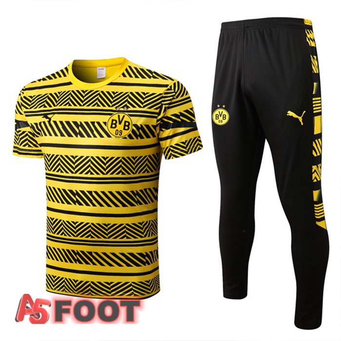 Ensemble Training T-Shirts Dortmund BVB + Pantalon Jaune 2022/2023