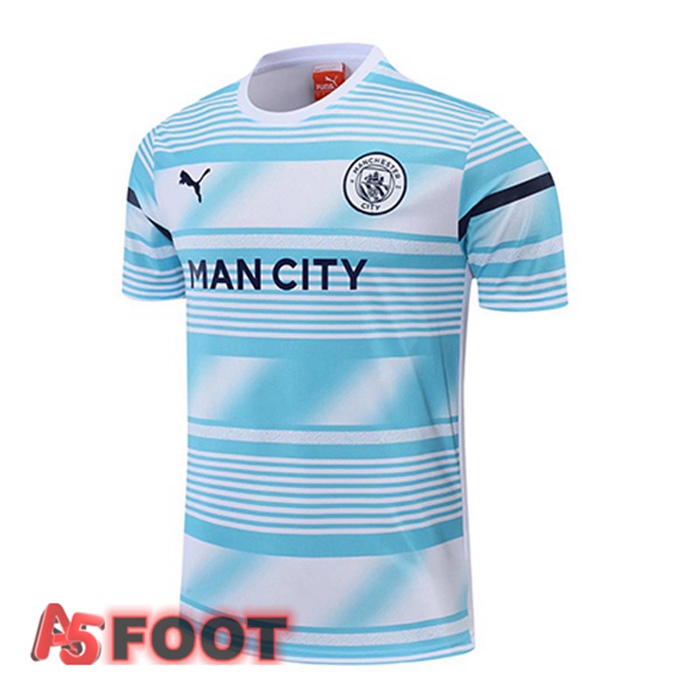 Training T-Shirts Manchester City Blanc Bleu 2022/2023