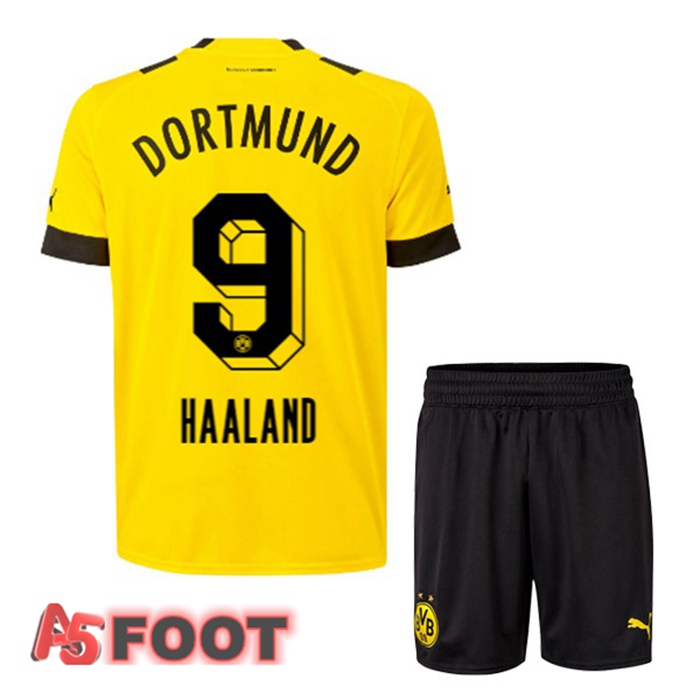 Maillot de Foot Dortmund BVB (Haaland 9) Enfant Domicile Jaune 2022/2023