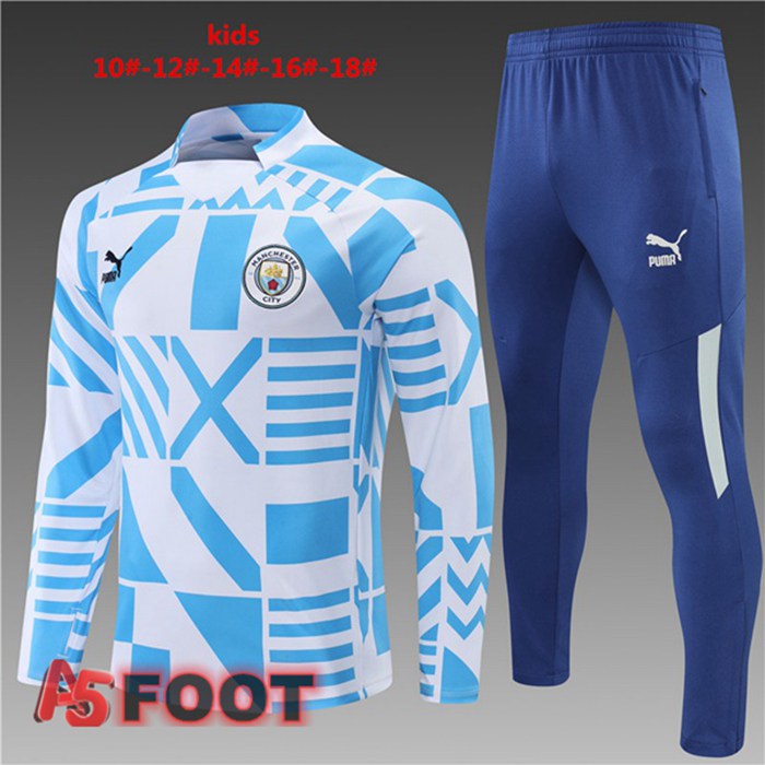 Survetement De Foot Manchester City Enfant Bleu Blanc 22/23