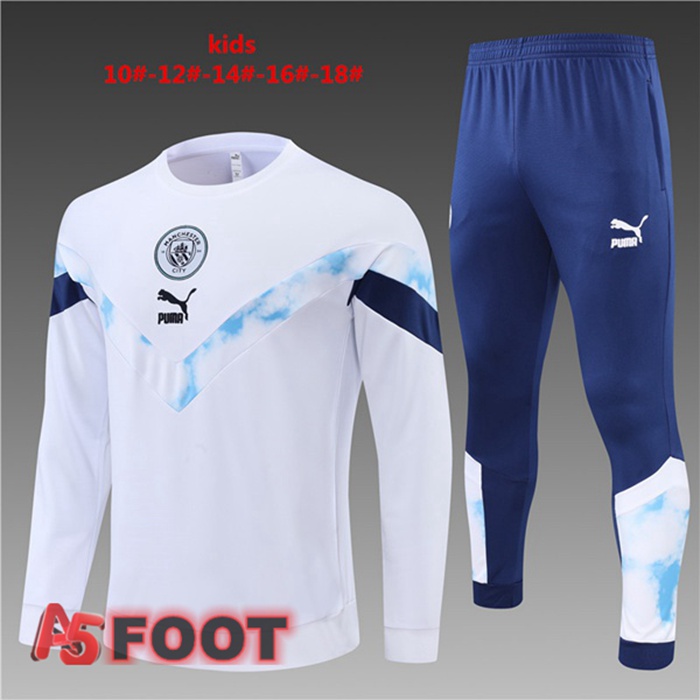 Survetement De Foot Manchester City Enfant Blanc 22/23