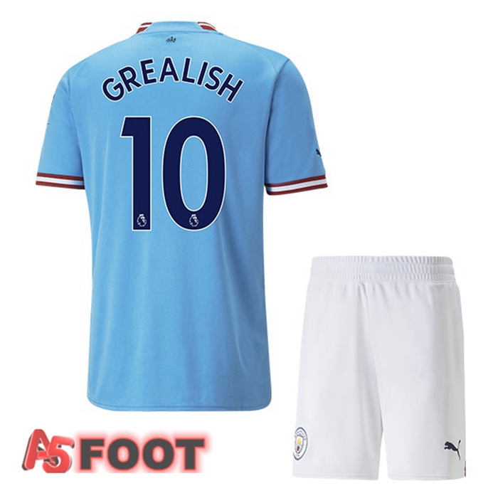 Maillot de Foot Manchester City (Jack Grealish 10) Enfant Domicile Bleu 2022/2023