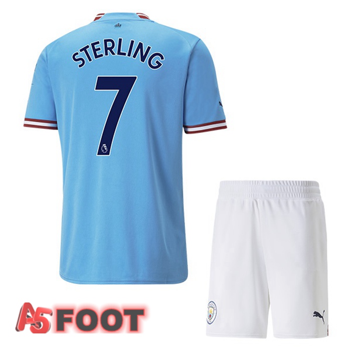 Maillot de Foot Manchester City (Raheem Sterling 7) Enfant Domicile Bleu 2022/2023