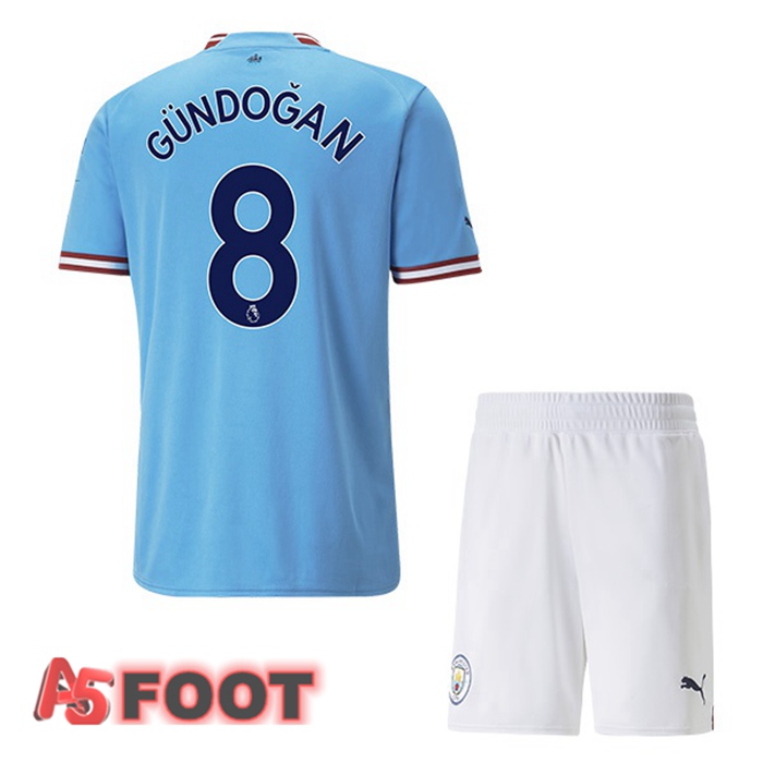 Maillot de Foot Manchester City (Ilkay Gündogan 8) Enfant Domicile Bleu 2022/2023