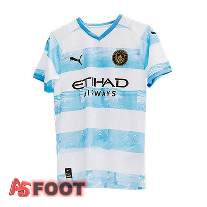 Maillot de Foot Manchester City 93:20 Bleu Blanc 2022/2023