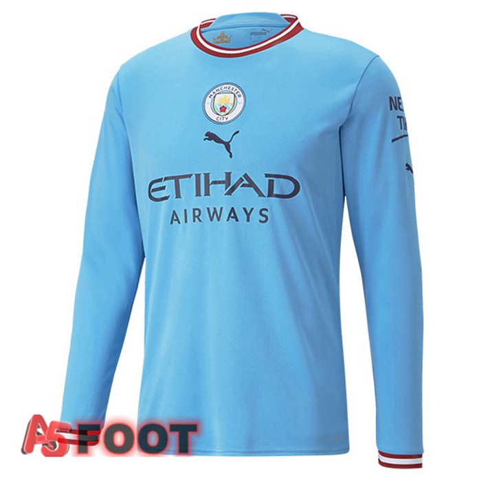 Maillot de Foot Manchester City Domicile Manche Longue Bleu 2022/2023