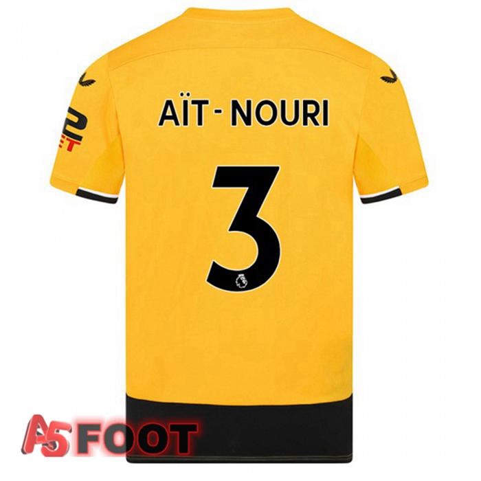 Maillot De Foot Wolves (AIT-NOURI 3) Domicile Jaune 22/23